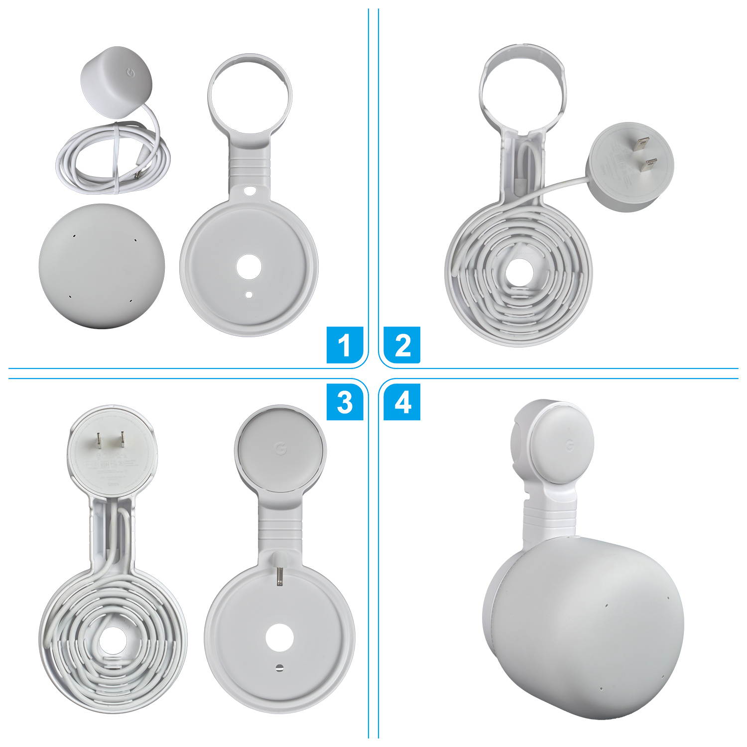 STANSTAR Wall Mount Holder for Google Nest Point Expander(US Version) Smart Cable Arrangement Without Messy Wall Stand WiFi Bracket White