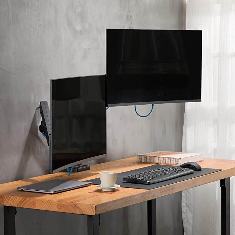 Dual 1332 Monitor Arm Desk Mount fits Two FlatCurved Monitor Full Motion Height Swivel Tilt Rotation Adjustable Monitor Arm VESACClampGrommetCable Management