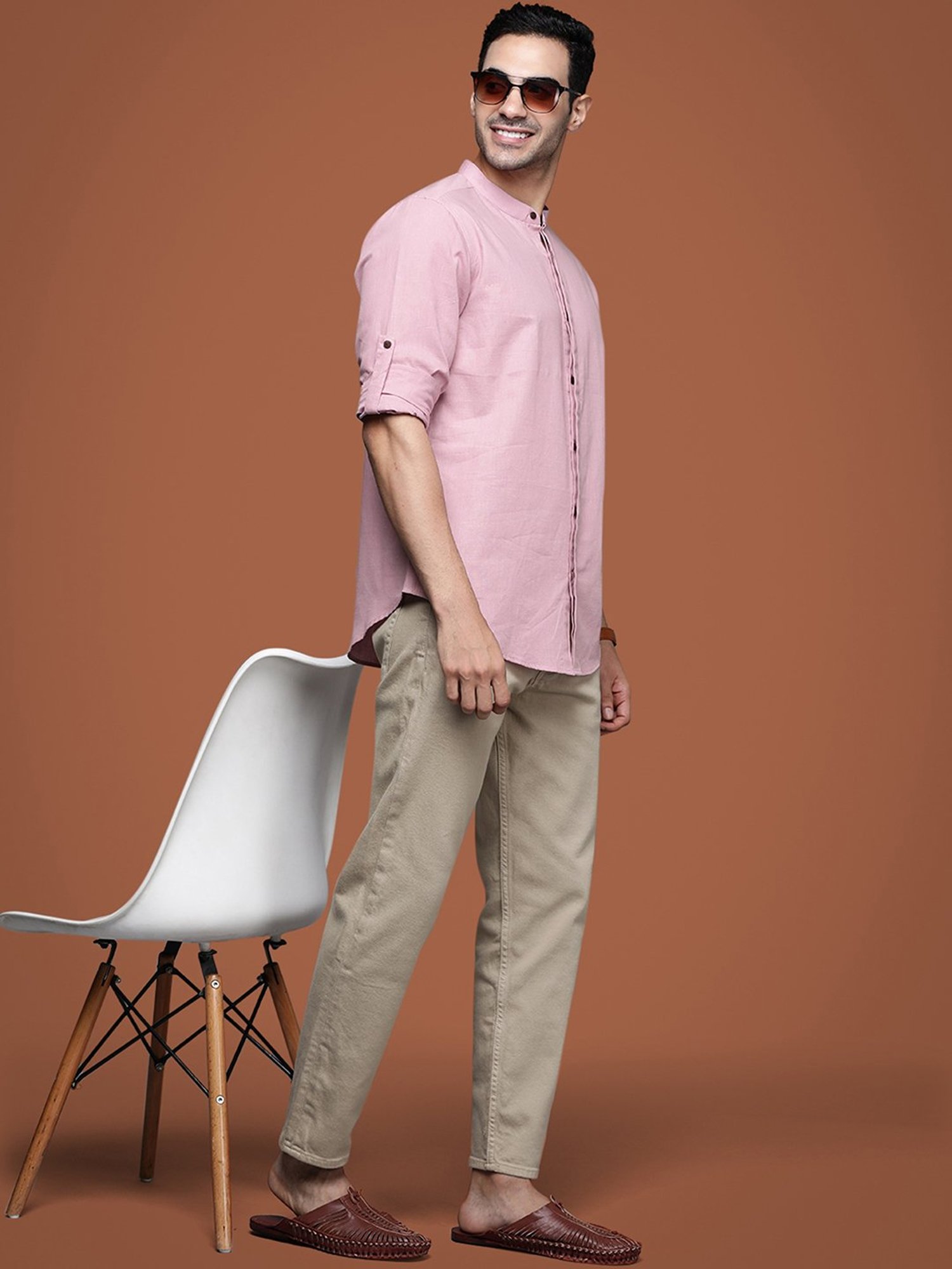 Indo Era Lavender Regular Fit Ethnic Shirt