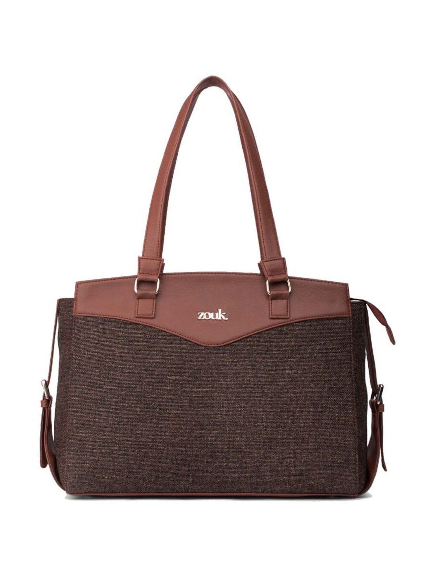 Zouk Bristel Brown Jute Solid Tote Handbag