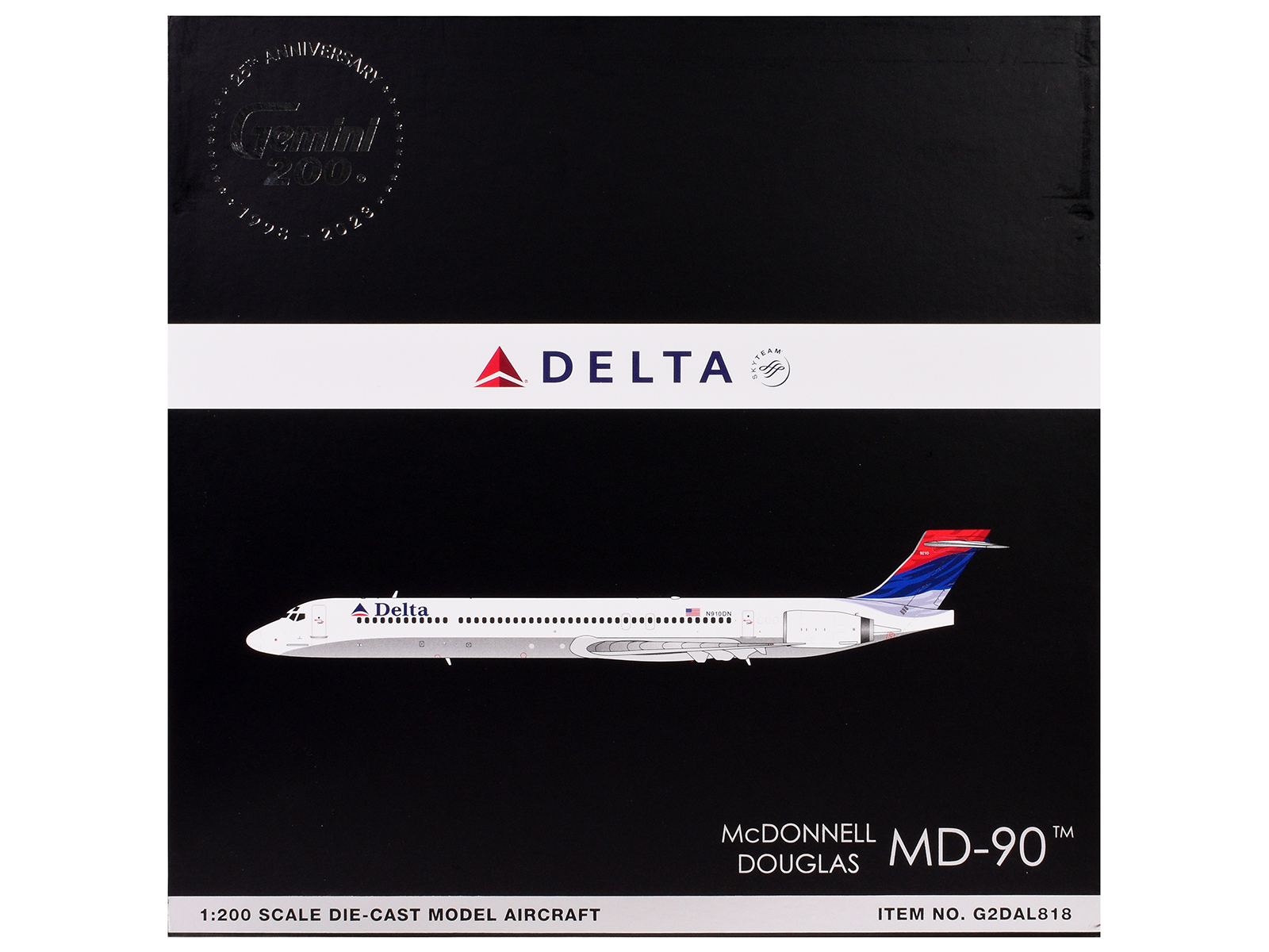 McDonnell Douglas MD-90 Commercial Aircraft "Delta Air Lines" (N910DN) White with Blue and Red Tail "Gemini 200" Series 1/200 Diecast Model Airplane by GeminiJets