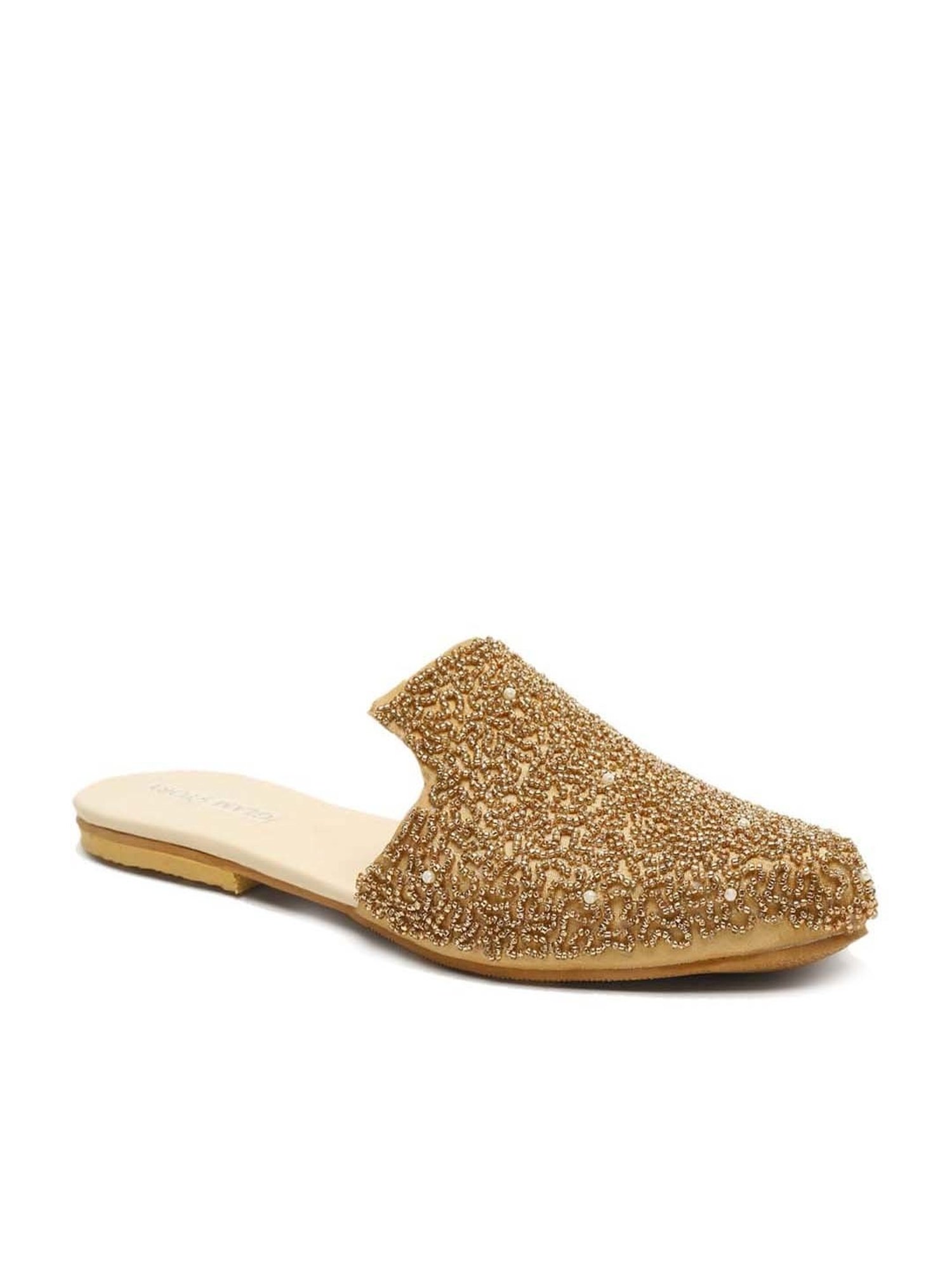 Glam Story Women's Gold Mule Shoes