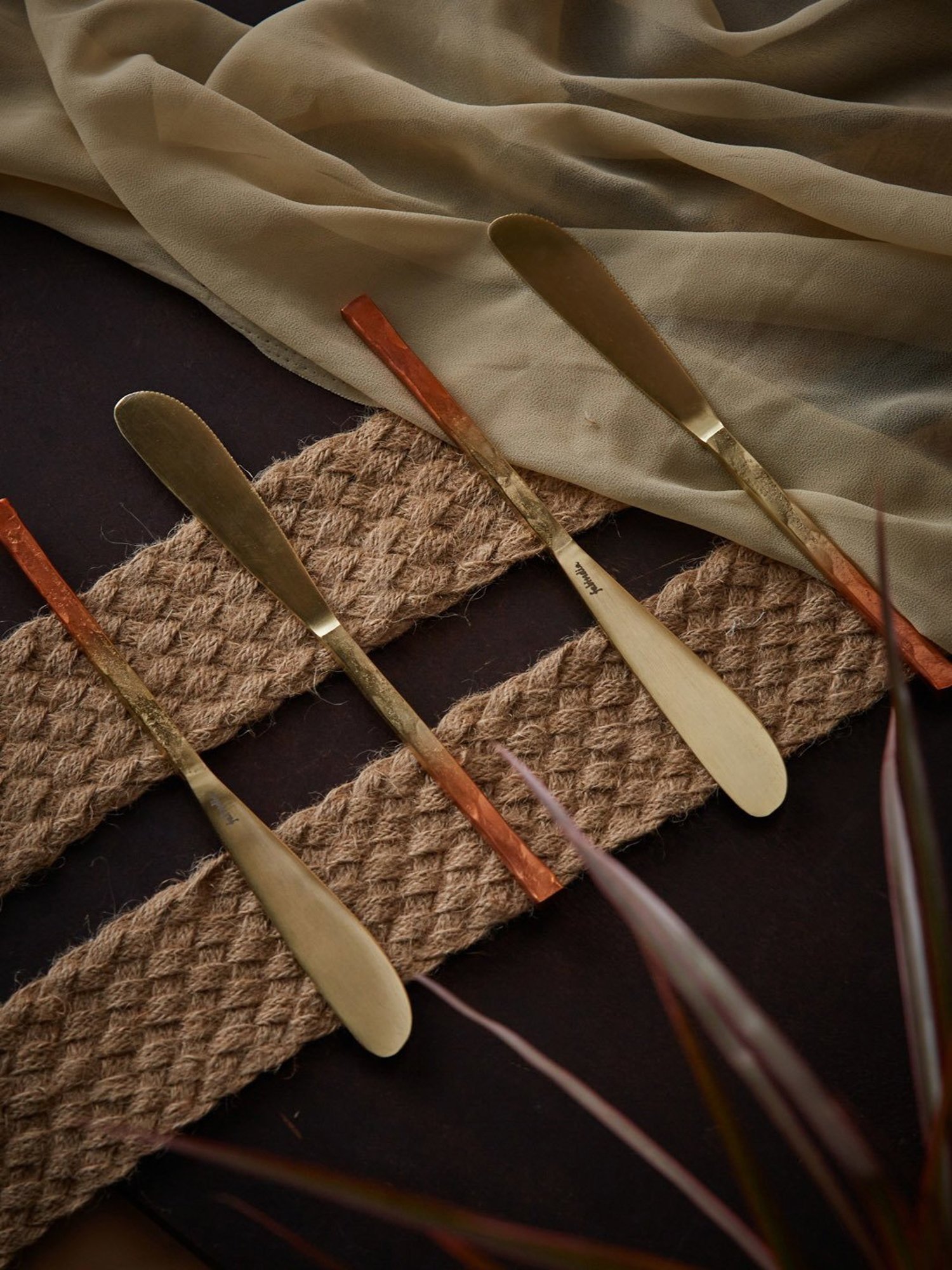 Fabindia Home Maaya Gold Stainless Steel Dinner Knife - Set of 4