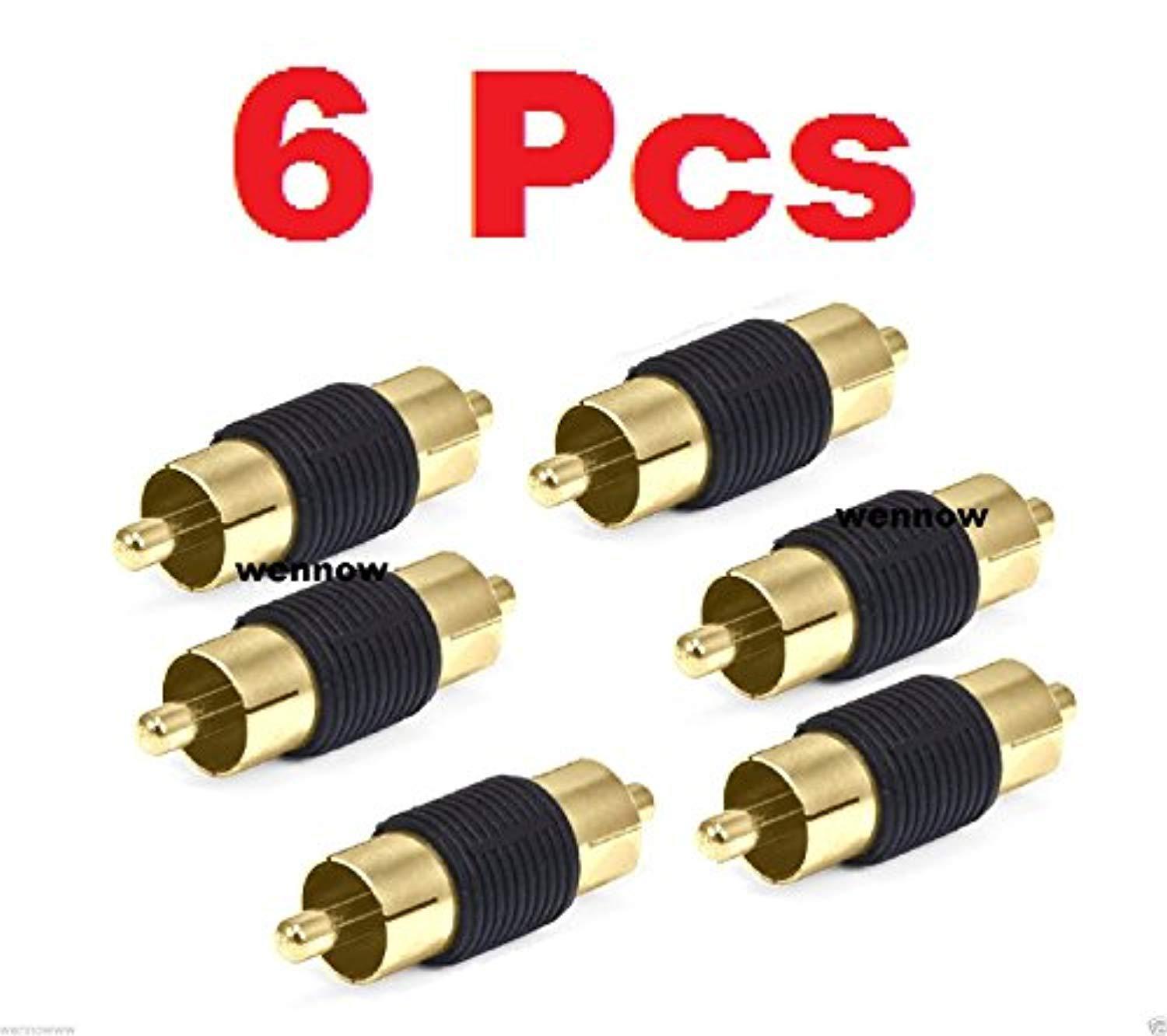 wennow 6 pcs straight av rca male to male connectors couplers adapters