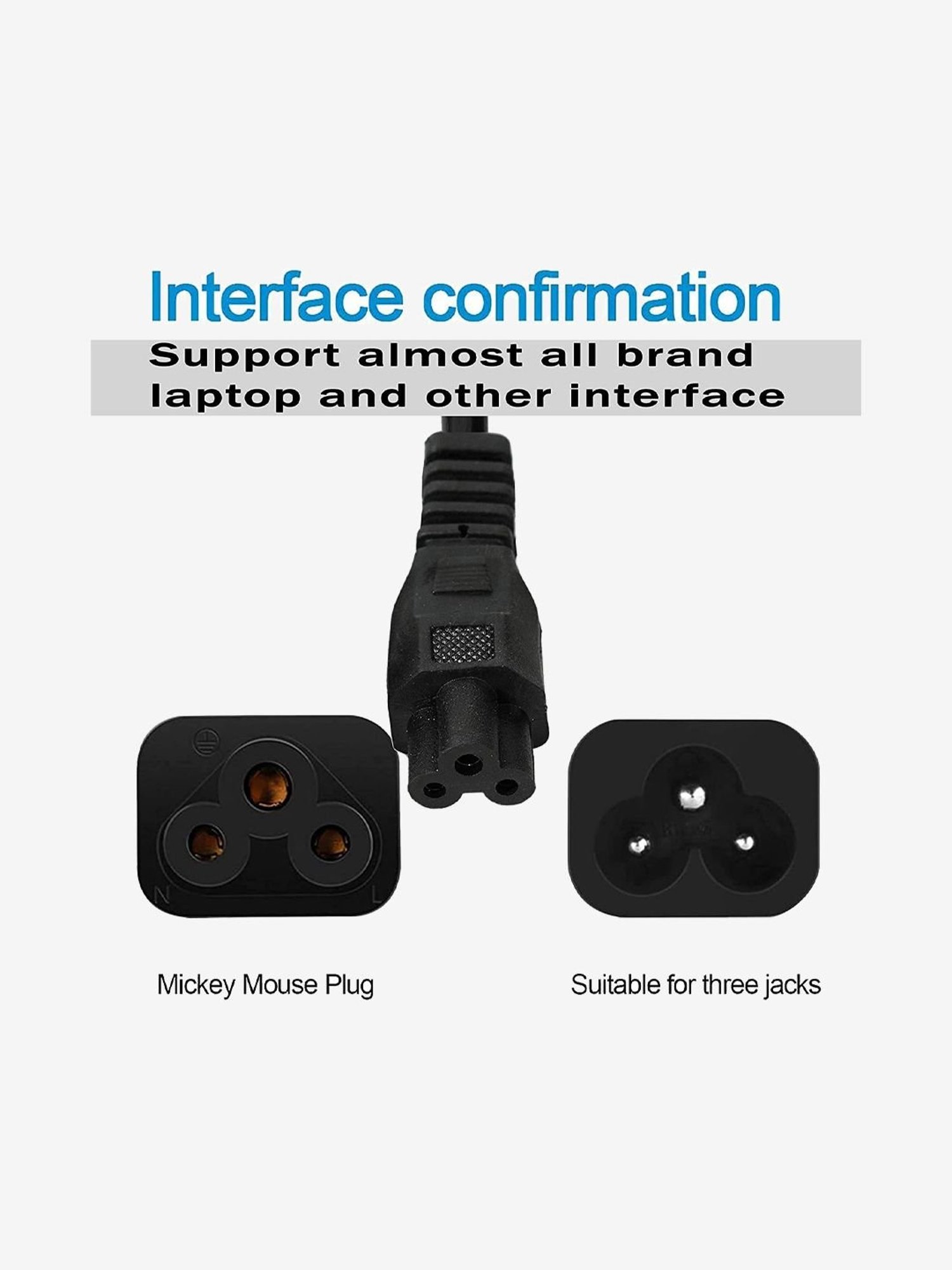 Ebsb 1 Meter 3 Pin Laptop Power Cable Cord (Black)