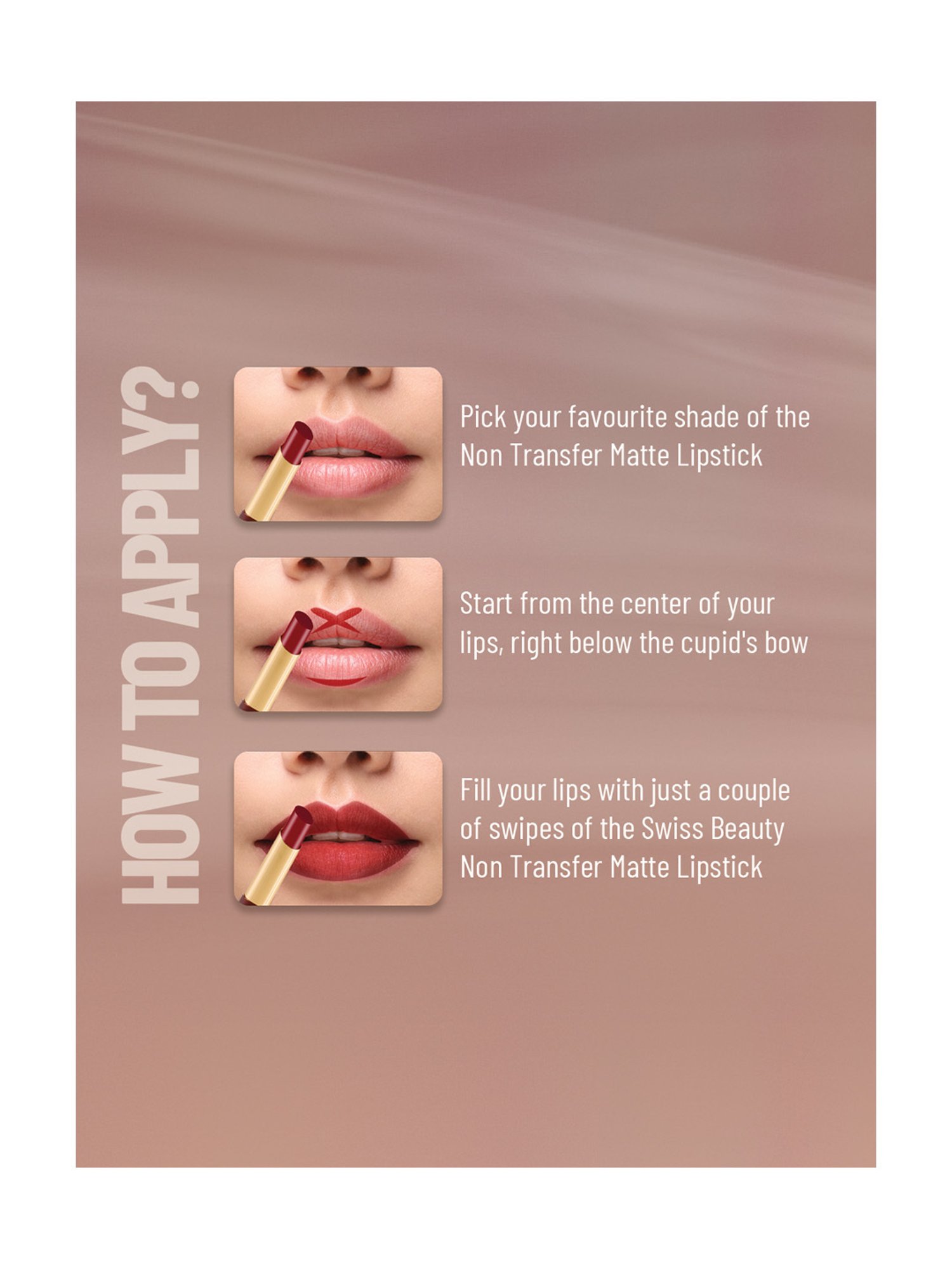 SWISS BEAUTY Non-Transfer Matte Lipstick First Love - 2 gm