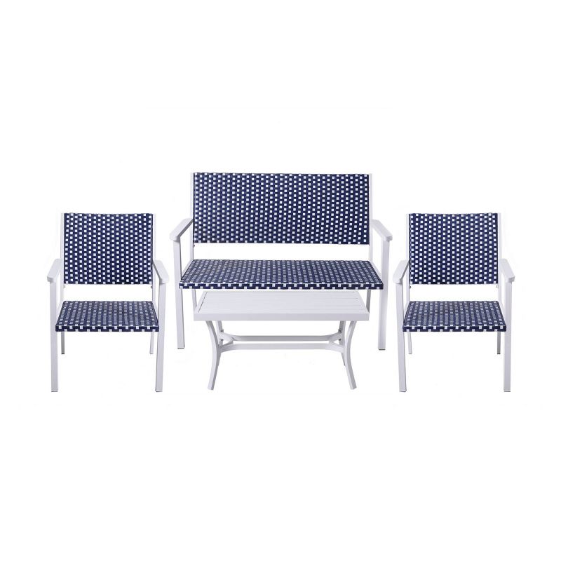Peaktop 4pc Wicker Patio Conversation Set - Coastal - Teamson