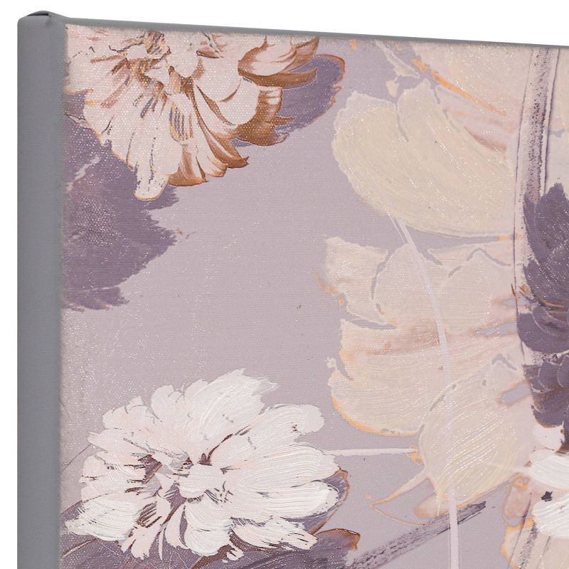 Dancing Floral Hand Embellished Dancing Floral on Stretched Unframed Wall Canvas Purple/Gray - StyleCraft