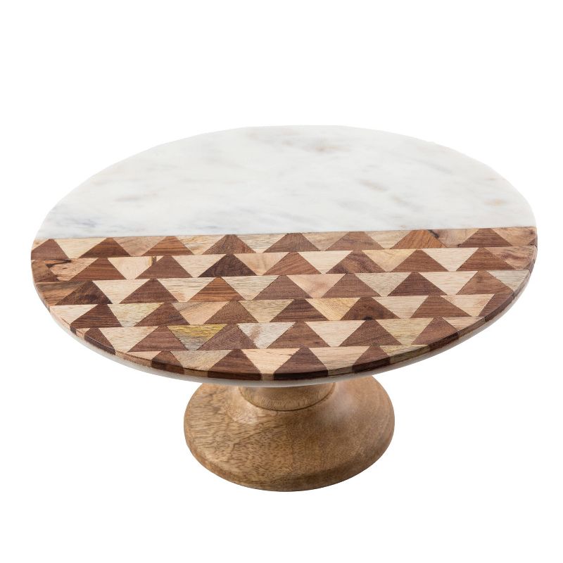Thirstystone 12" Marble and Wood Cake Stand