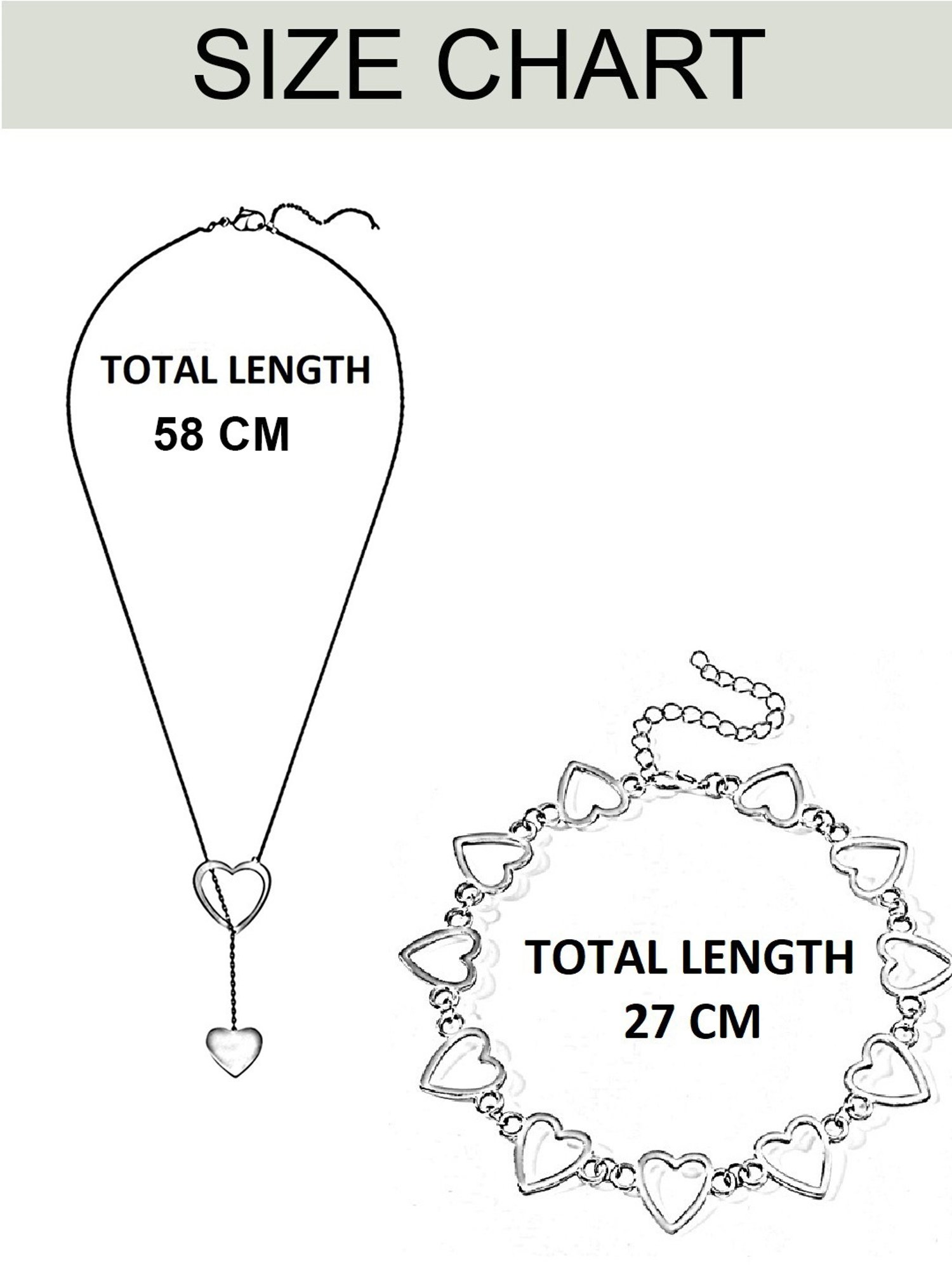Oomph Gold Delicate Fashion Heart Design Choker & Lariat Necklace - Set of 2