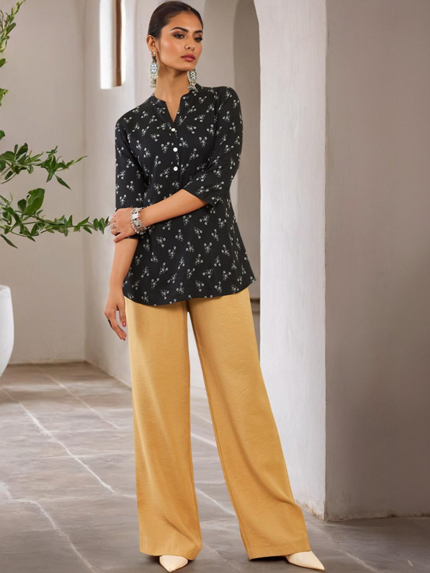 Soch Black Floral Print Tunic