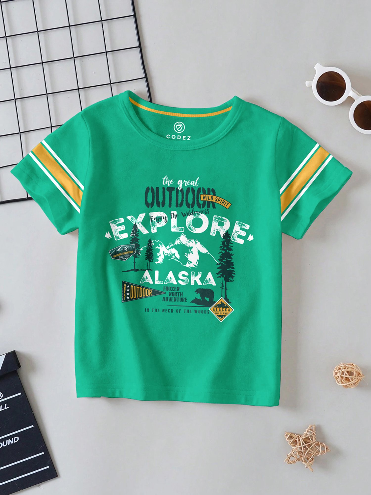 Codez Kids Blue & Green Printed T-Shirt (Pack Of 2)