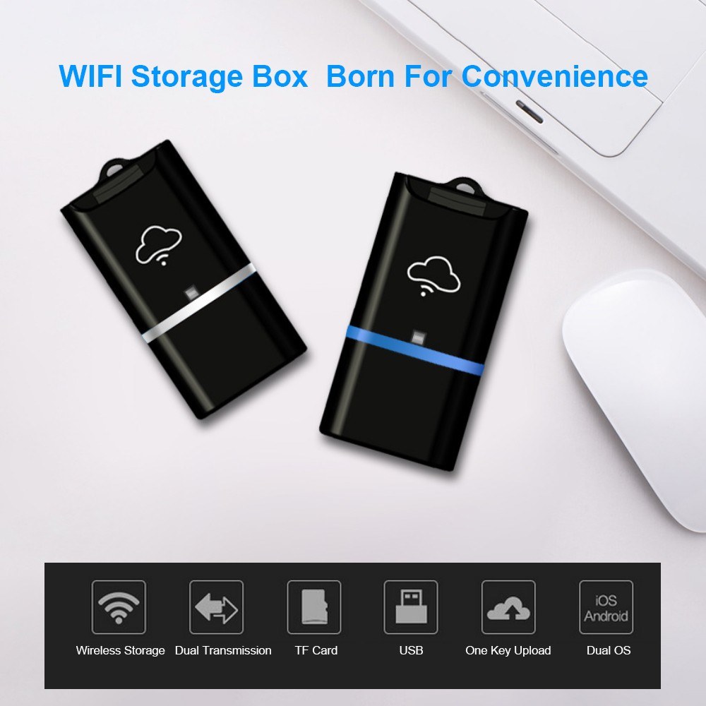 WiFi Disk Memory Storage Box Wi-Fi Cloud Storage Box Flash Drive TF/MicroSD Card Reader File Sharing