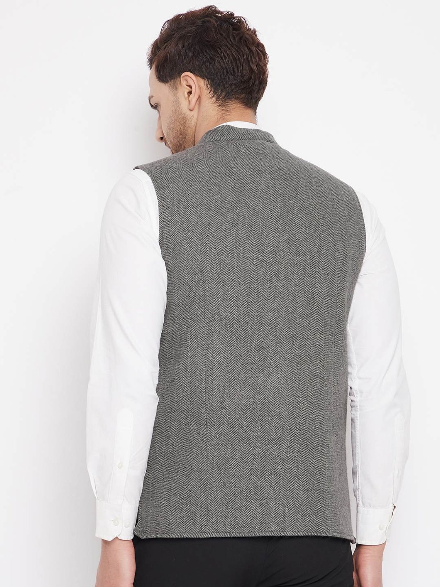 Even Grey Regular Fit Texture Nehru Jacket