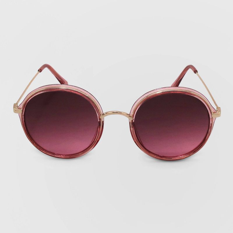 Women's Round Metal Plastic Combo Silhouette Sunglasses - Wild Fable™ Pink
