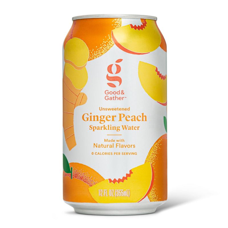 Ginger Peach Sparkling Water - 8pk/12 fl oz Cans - Good & Gather™