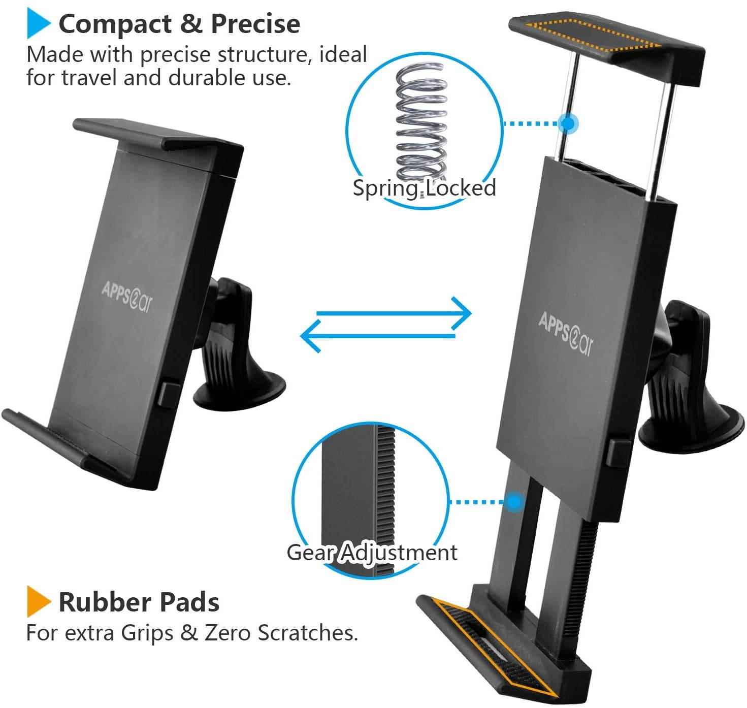 APPS2Car Sturdy Tablet and Phone Tripod Mount for iPad Samsung Tablet Cell Phone More, Rotatable Tiltable Tripod Adapter Stand Clamp Holder for Video Recording Photo Booth Live Music Camera