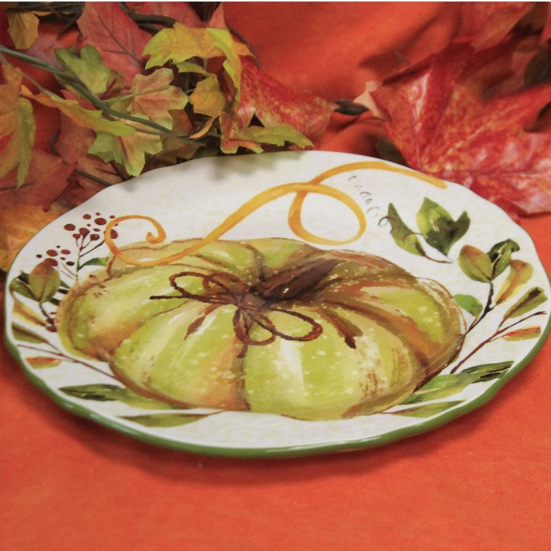 Tabletop 11.0" Pumpkin And Leaf Plate Thanksgiving Scalloped Edge K & K Interiors  -  Dining Plates