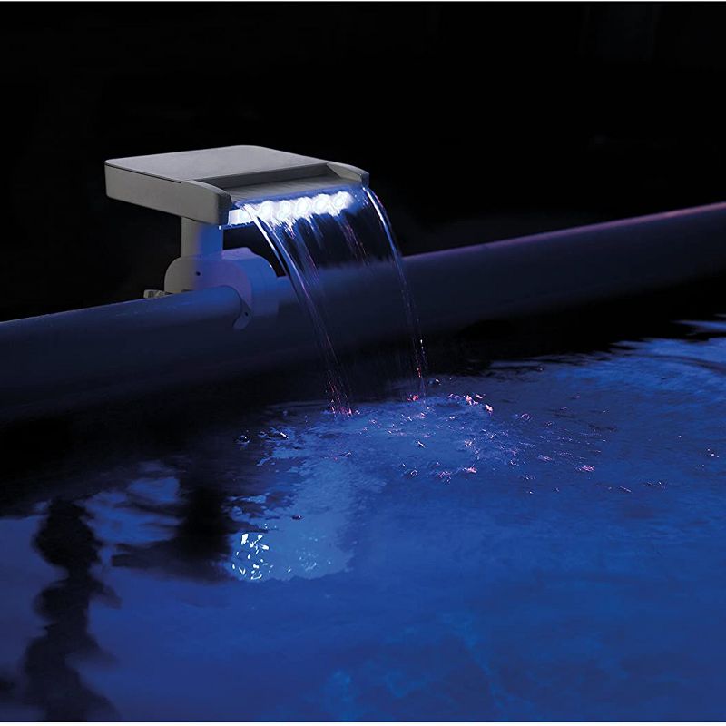 Intex 28090E Innovative Hydroelectric 3 Multi Colored LED Relaxing Waterfall Cascade Above Ground Swimming Pool Attachment, White