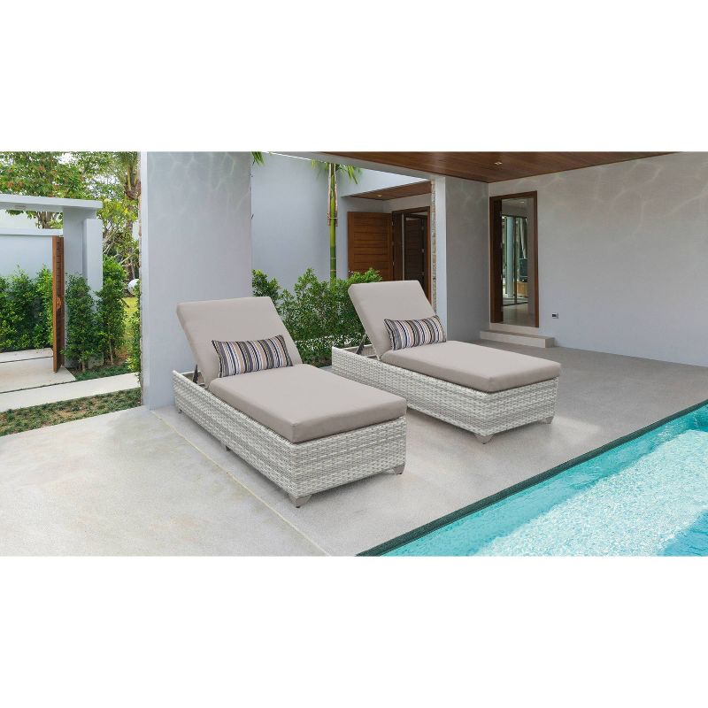 Fairmont 2pk Patio Chaise Lounges - Beige - TK Classics