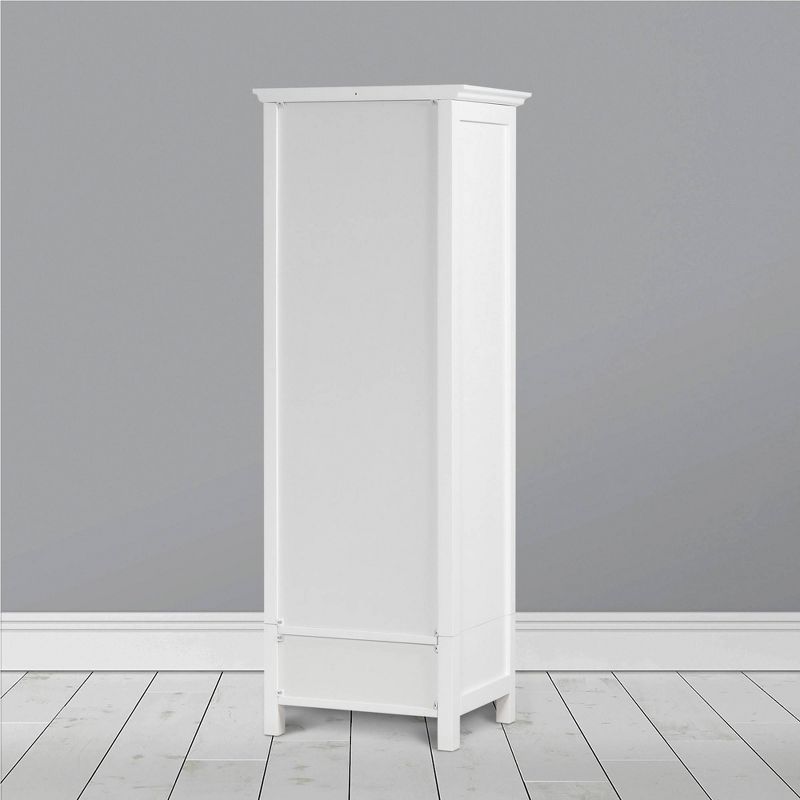 Teamson Home Roma Linen Tower Storage Cabinet with Glass Door and Drawer White - Elegant Home Fashions