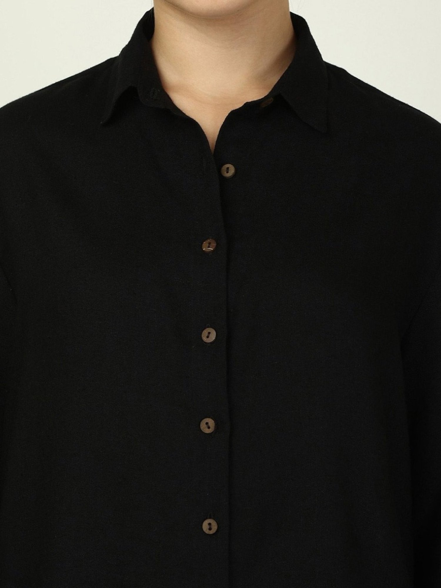 Saltpetre Elegant LInen Black Shirt with Trousers Co-ord Set