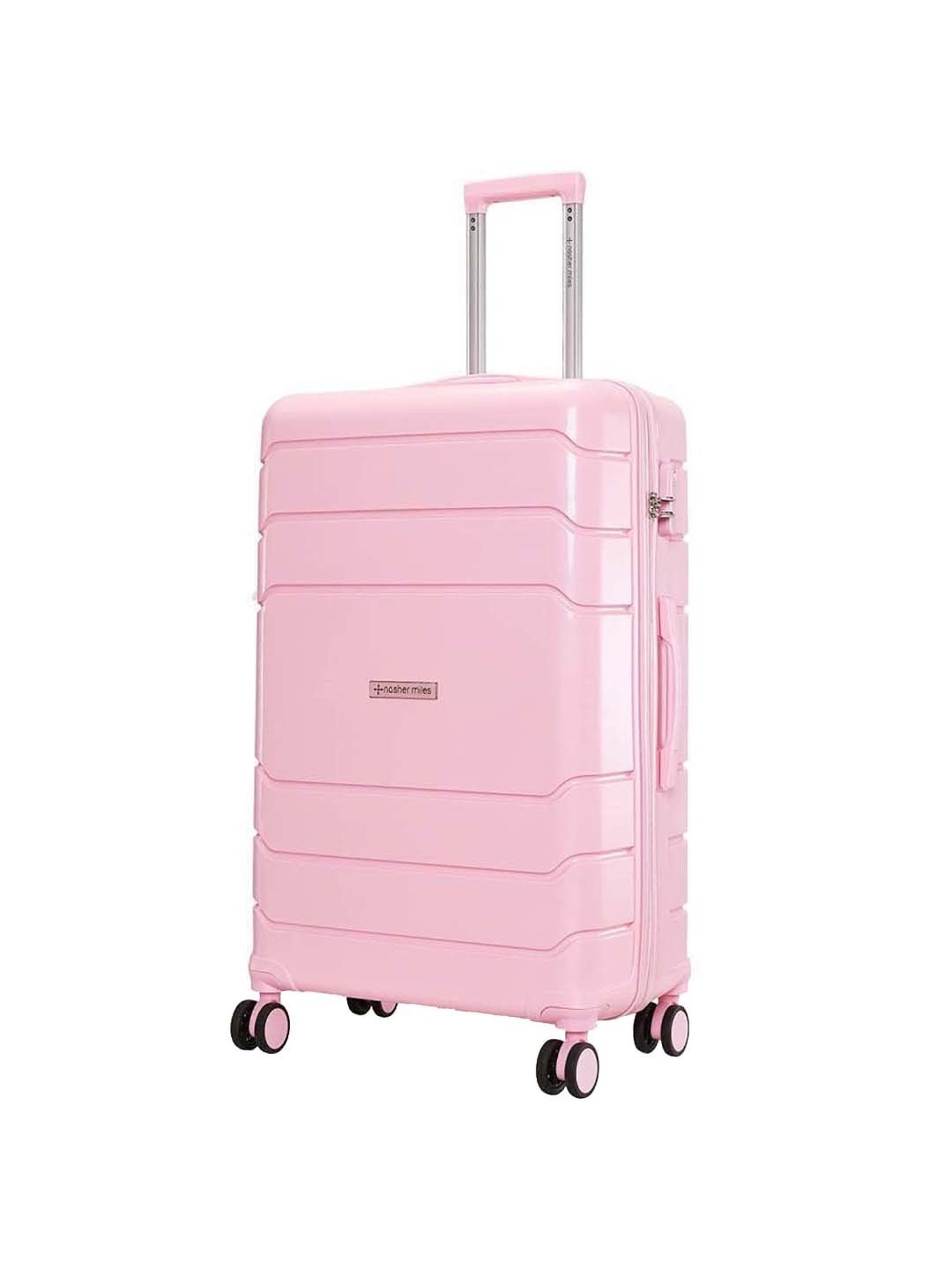 NASHER MILES Lisbon Hard Sided Polypropylene Check-In Luggage Bag Rose Pink 24 Inch|65CM Trolley Bag