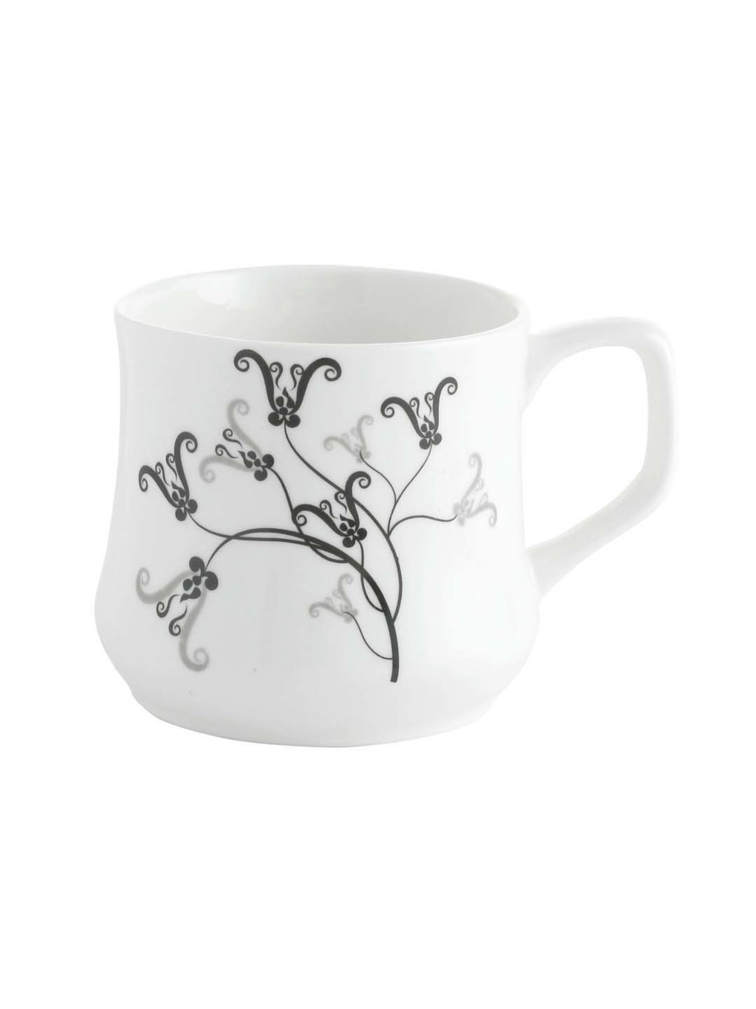 Clay Craft White & Black  Fine Ceramic Coffee & Tea Mugs (170 ml) - Set of 6