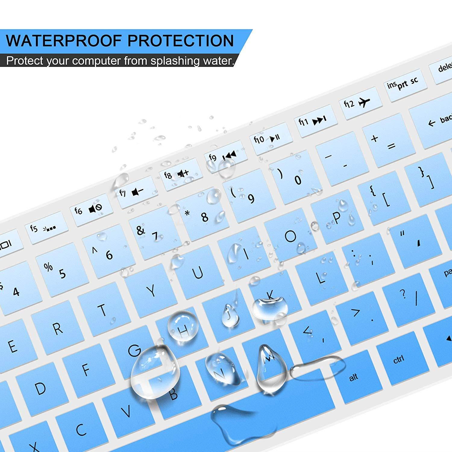 [2pack] Keyboard Cover for HP Envy x360 2-in-1 15.6" Laptop Series /2018 Newest HP Pavilion 15.6 inch Series /2018 HP Envy 17.3" 17M 17-BS 17-BW Series Touch-Screen Laptop Protective Skin(gradualblue)