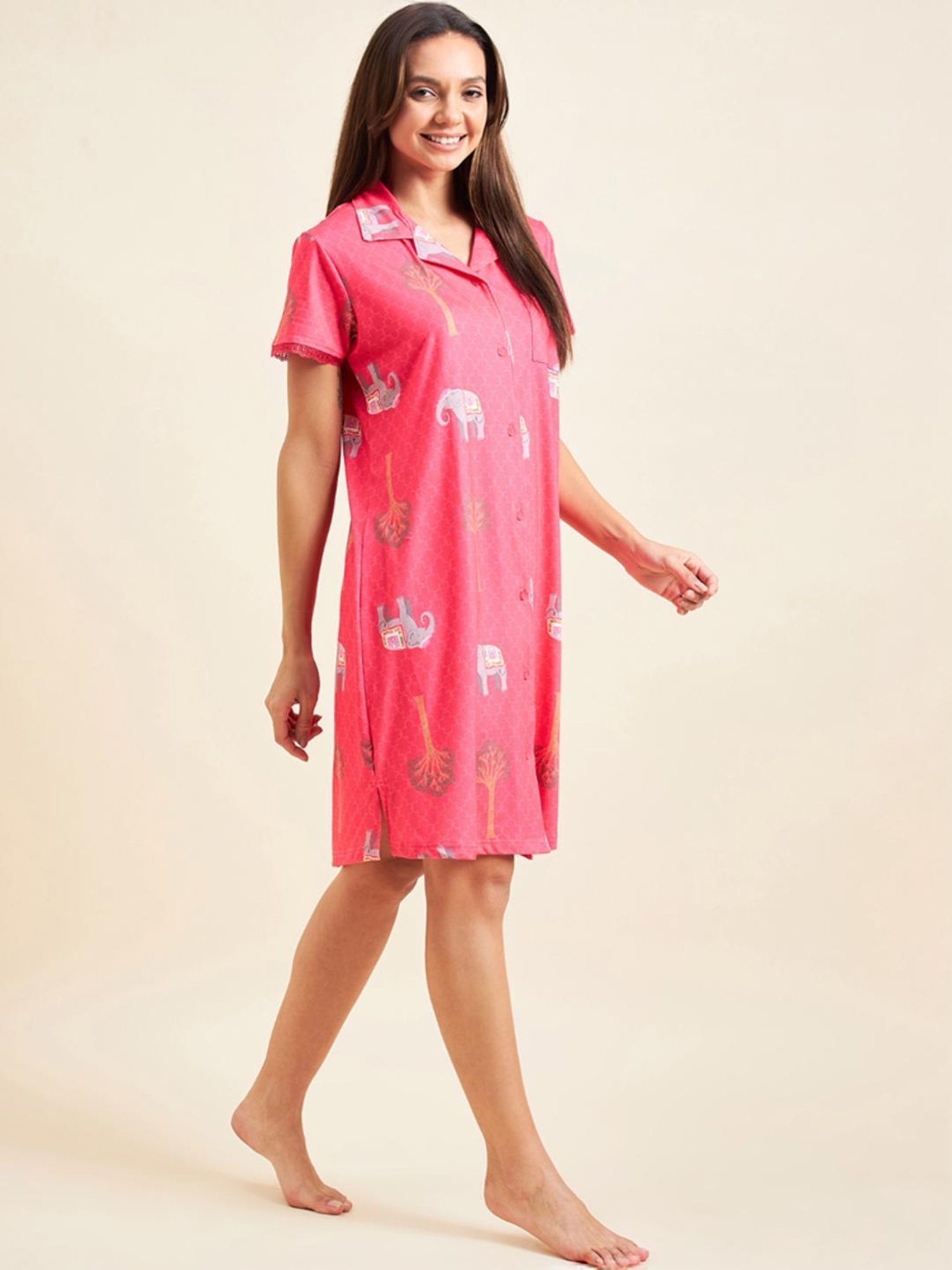 Sweet Dreams Pink Printed Night Dress