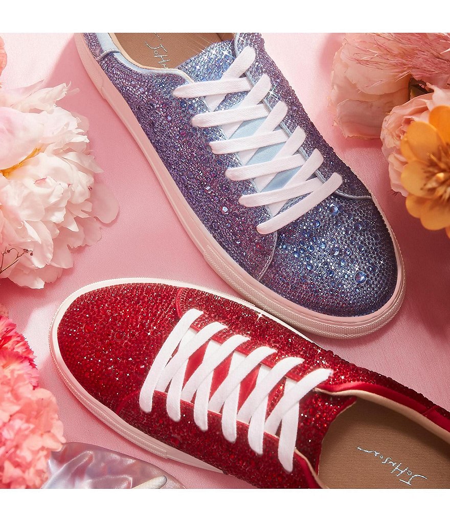 Blue by Betsey Johnson Sidny Rhinestone Embellished Platform Lace-Up Sneakers