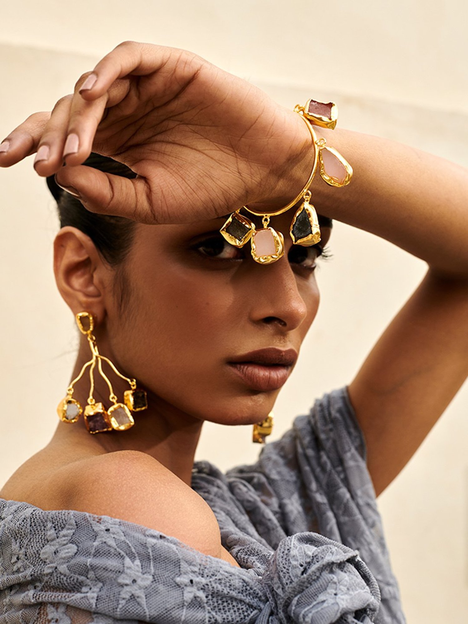 Perfectly Average Saadia Stone Cuff Bracelet