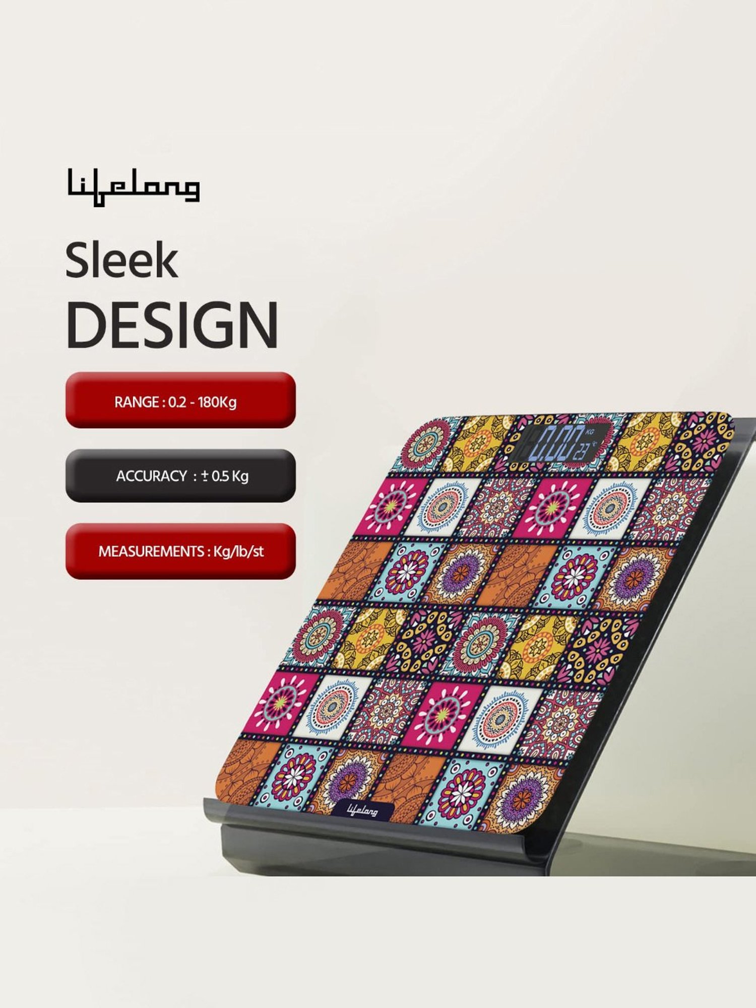 Lifelong Mystical LLWS63 Digital Weight Machine for Body Weight with LCD Display (Multicolor)