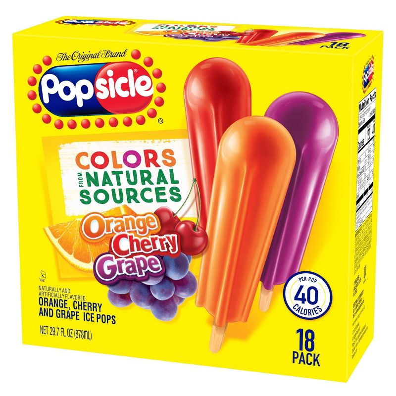 Popsicle Orange Cherry Grape Variety Ice Pops - 18ct