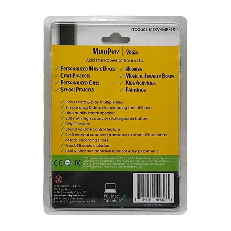 Light Activated Recordable Sound Chip | Records and Plays Multiple Songs and Voice Messages | Add Sound to Personalized Music Boxes, Craft Projects, Hobbies, Musical Keepsake Boxes, etc