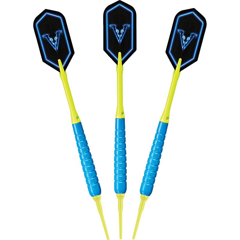 Viper V Glo Soft Tip Throwing Darts with High-Grade Aluminum Shafts, 18 Grams, Blue and Yellow