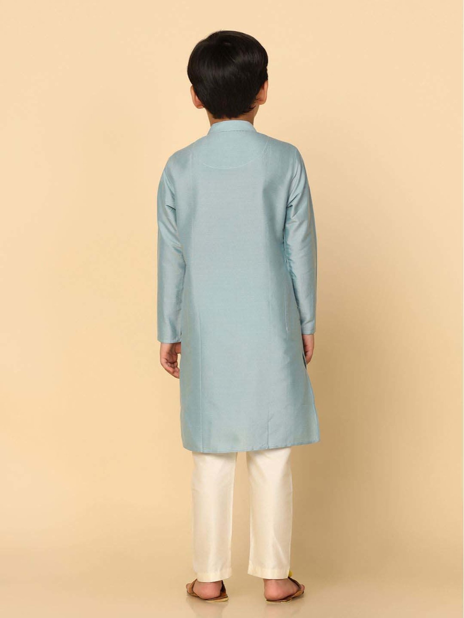 KISAH Kids Dirty Blue Cotton Regular Fit Full Sleeves Kurta