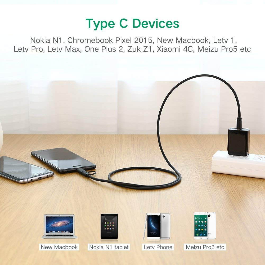 UGREEN Micro USB Type C Cable, Micro USB Cable with USB C Connector 2 in 1 Charging Cable Phone Charger for New MacBook, Google Pixel XL, Samsung, Nexus, LG, Motorola Micro and Type C Smartphone (3FT)