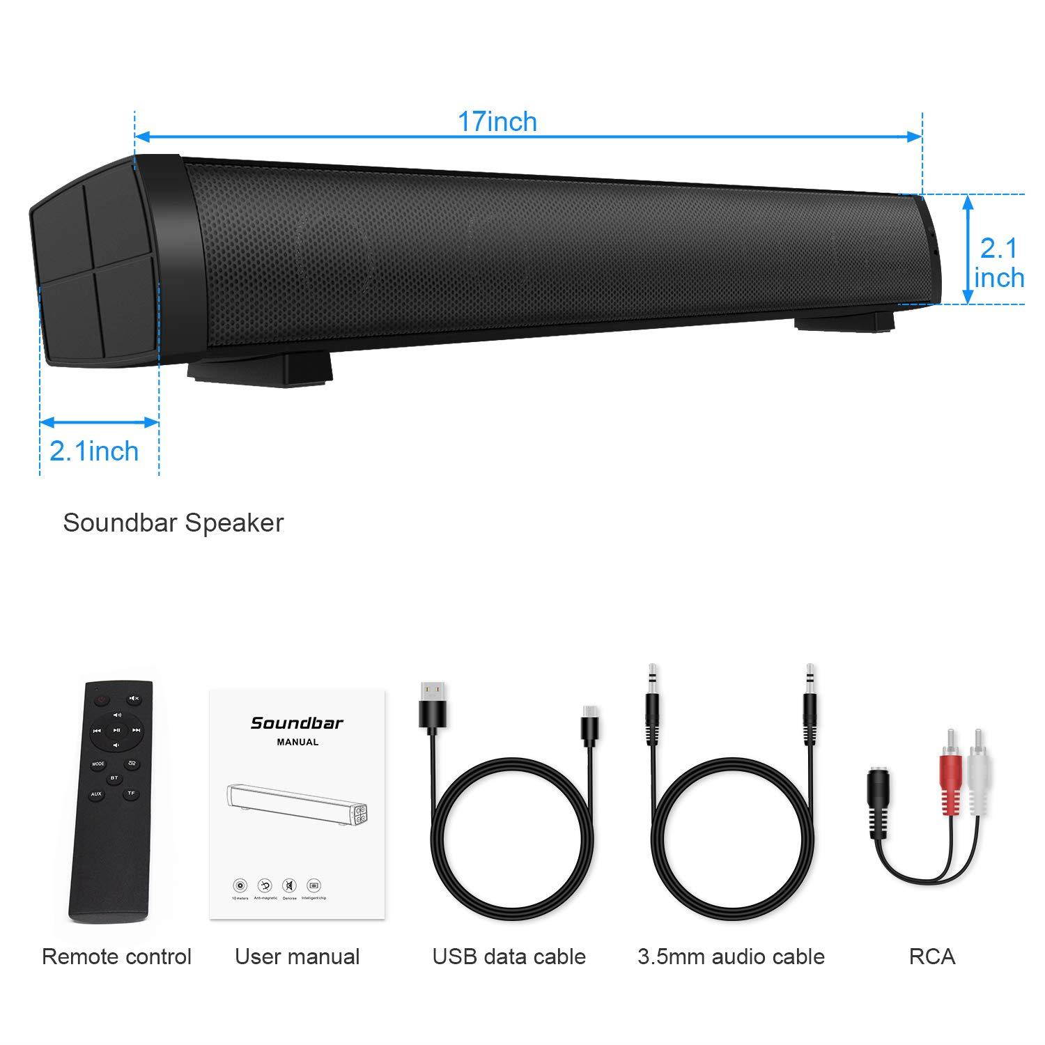 Computer Speakers, Wired & Wireless PC Sound bar, Stereo USB Powered Rechargeable Mini Desktop Sound Bar for Laptop, Monitor Speakers for Gaming/Ipad/Tablet/Cellphones