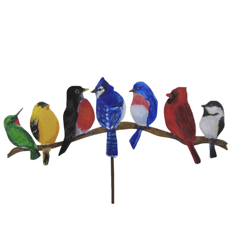 Home & Garden 23.5" Garden Birds On Branch Wall Hang Yard Round Top Collection  -  Decorative Garden Stakes