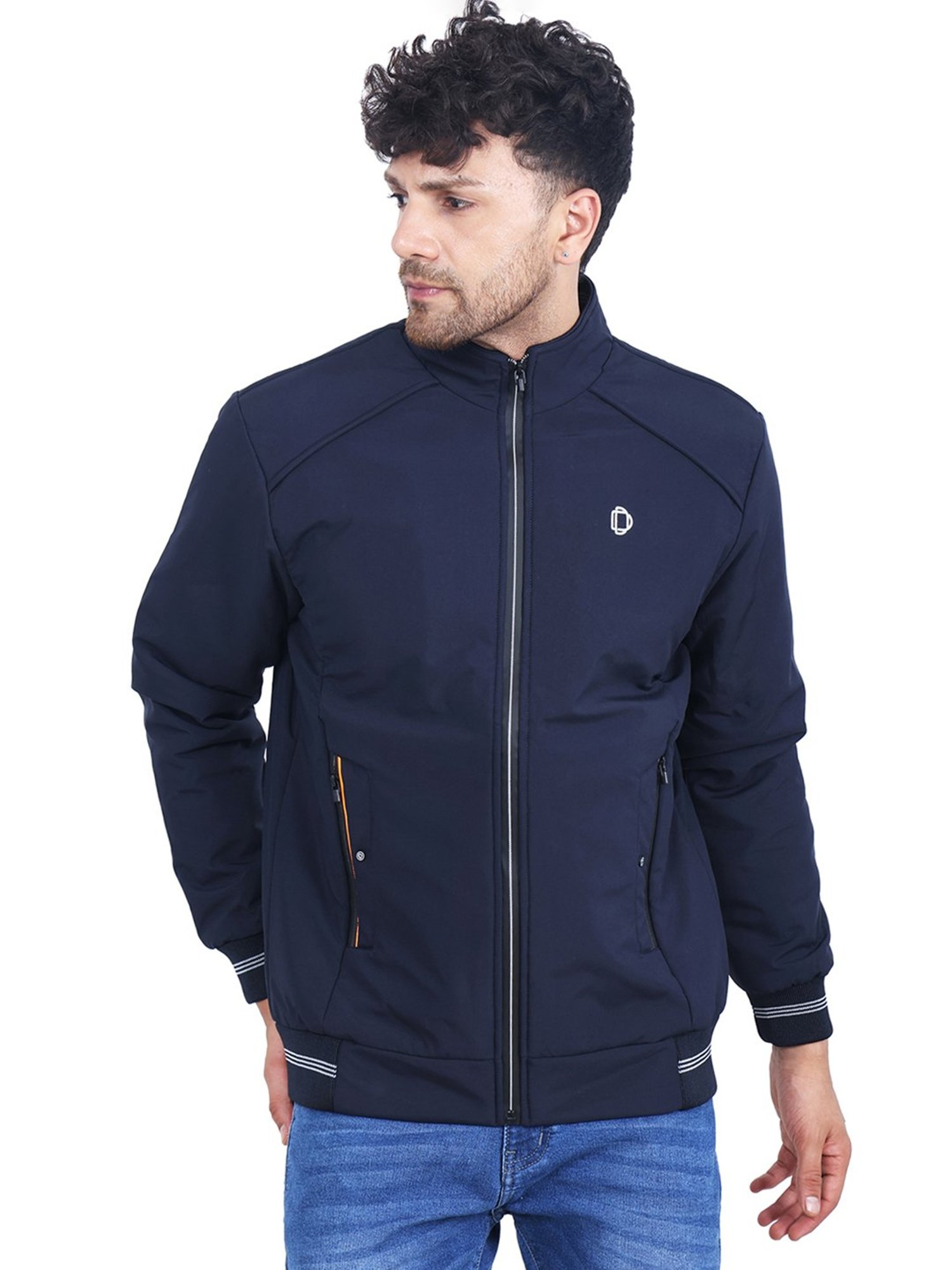 Dollar Navy Regular Fit High Neck Jacket