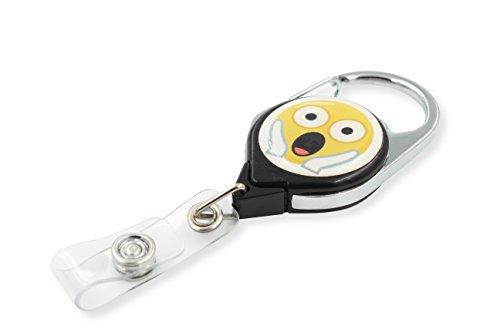 Key-Bak Retract-A-Badge ID Carabiner Retractable Reel with 36-Inch Cord and Twist-Free Vinyl ID Strap (Emoji - Shocked, Black)