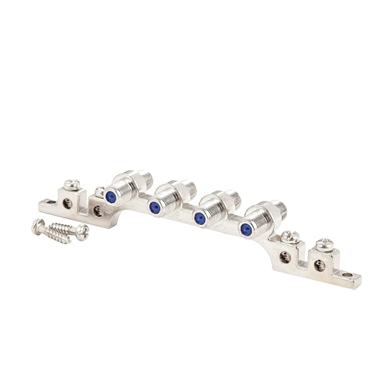 Coaxial Grounding Block, Quad/Four Port F-pin Female Coax Grounding Block 3GHz 4 Way Coupler Connector  for TV Antenna, DIRECTV, Satellite, Dish Network, RG6 Cable