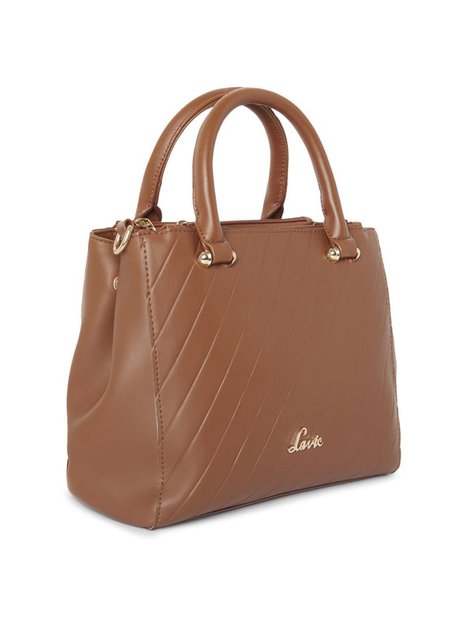 Lavie Embomnia Tan Synthetic Textured Handbag