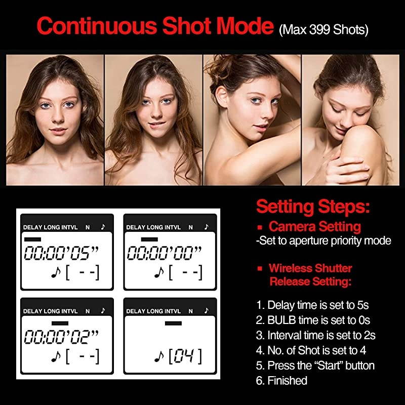 Wireless Remote Shutter Release Control Timer with Cord for a7 III a7 II a7 a7R III a9 a6000 a6300 a5000 a5100 RX100 III RX10M2 Replace for Sony RMSPR1