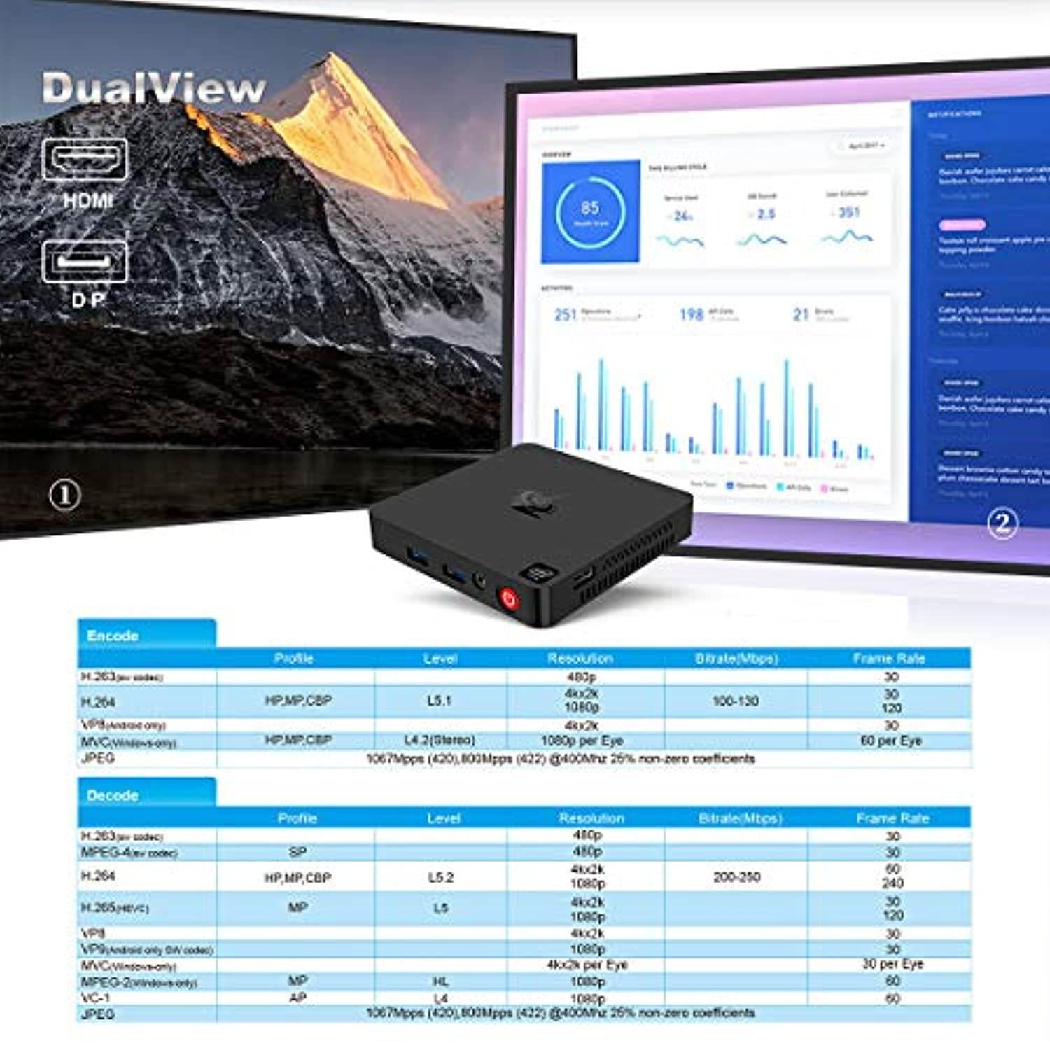 Mini PC Beelink T4,Windows 10 Intel Atom X5-Z8500 Quad Core Ultra-Quiet Mini Computer,4GB DDR/64GB eMMC,HDMI and DP Port,4K@30Hz HD,2.4G+5G WiFi,Support Auto Power On, PXE Boot, WOL, RTC Wake