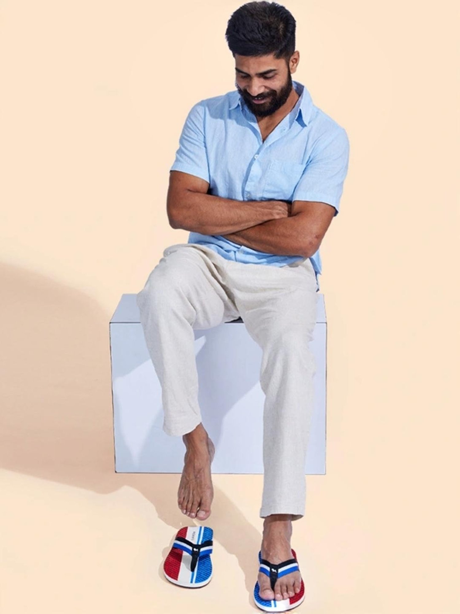 Neemans Men's Striped Fusion Multicolor Flip Flops