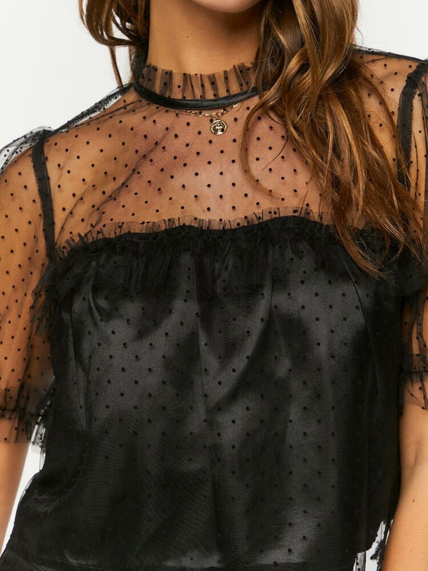 Forever 21 Black Self Pattern Top