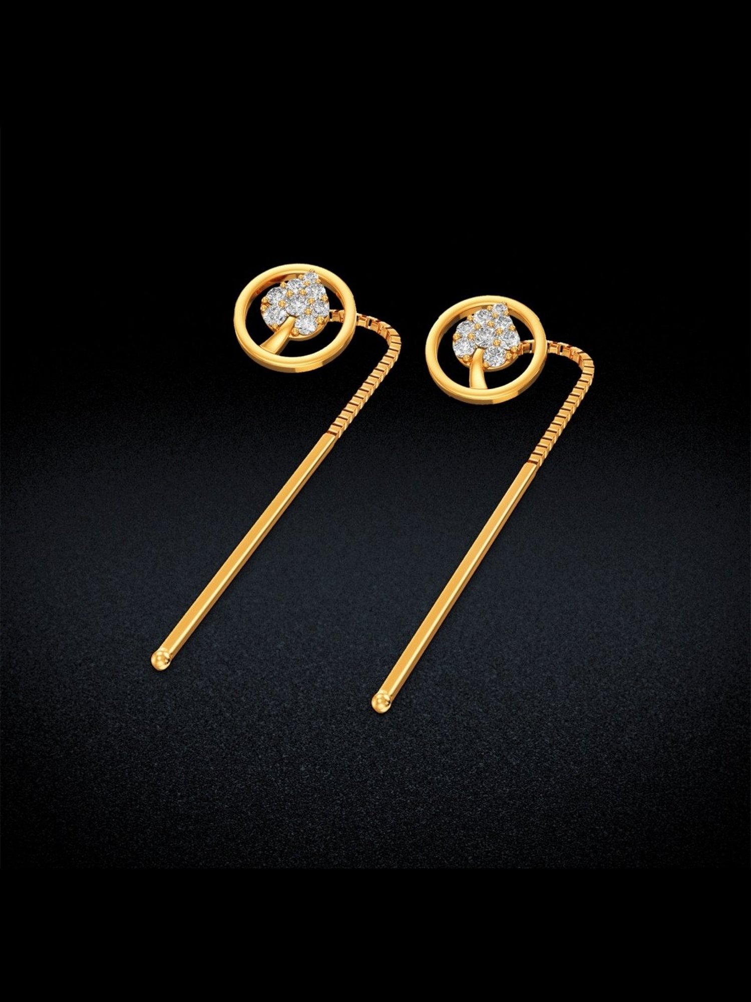 Joyalukkas Gold 22K Ligament Model Sui-Dhaga Earrings for Women