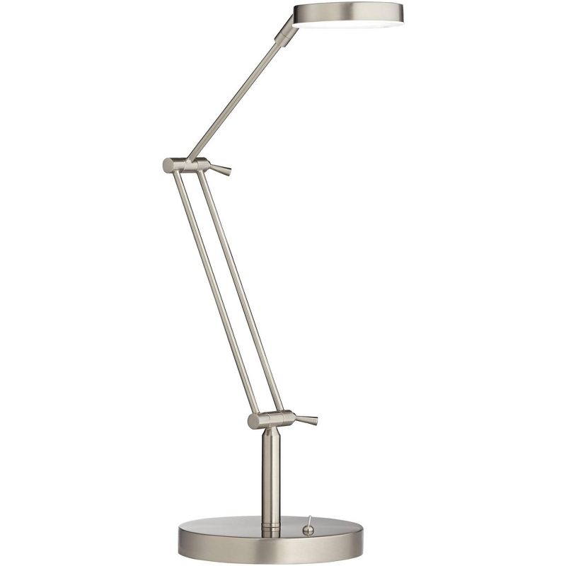 360 Lighting Modern Desk Table Lamp with USB Charging Port LED Satin Nickel Aluminum Adjustable Arm for Bedroom Office